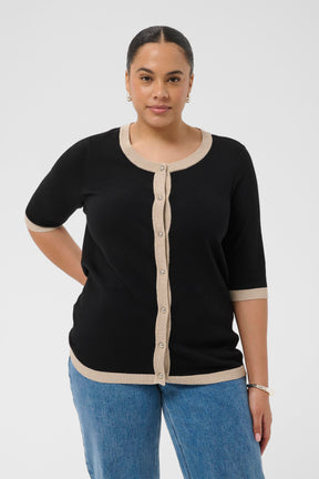 Kaffe Curve Lizzy Contrasting Edge Cardigan in Black 
