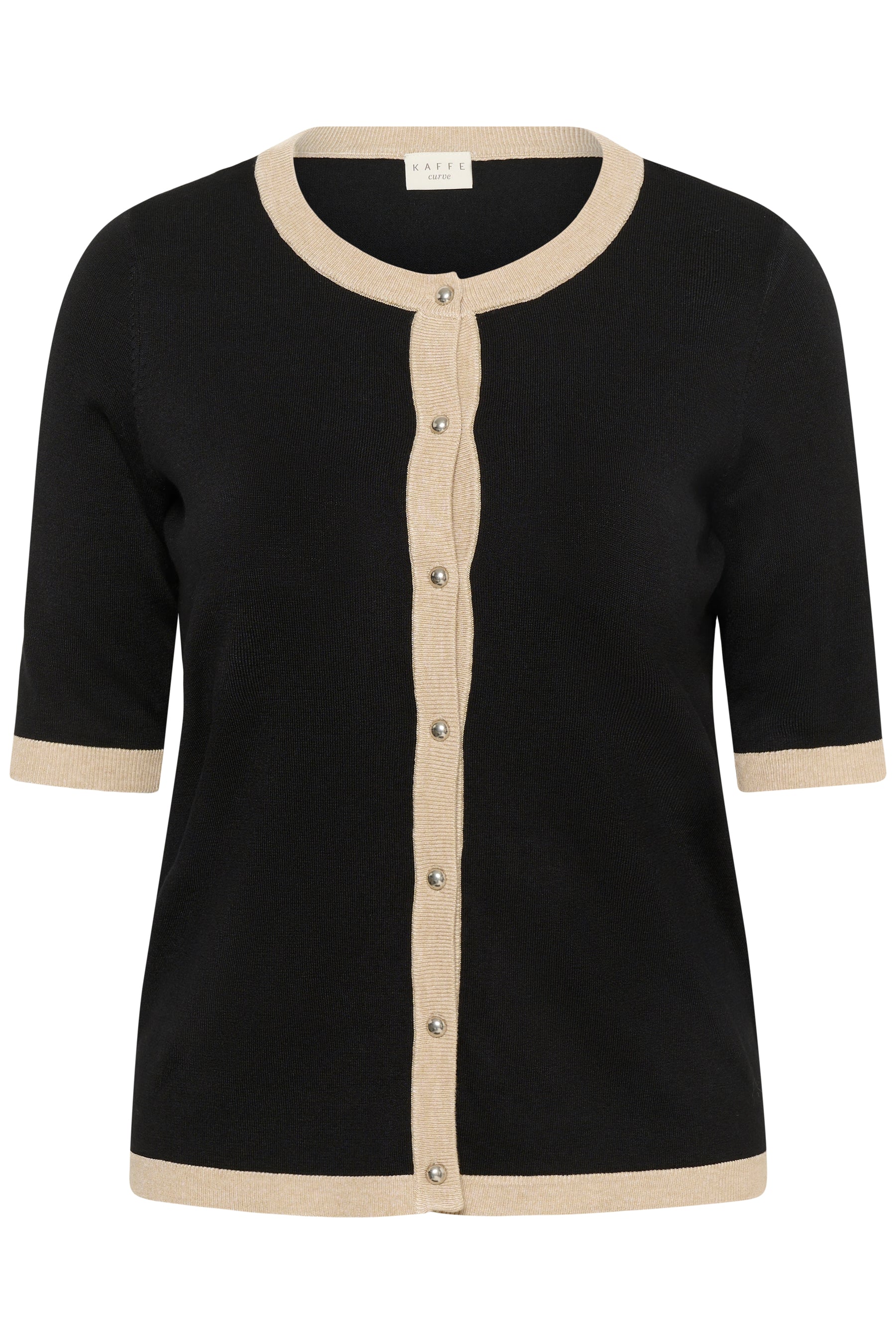 Kaffe Curve Lizzy Contrasting Edge Cardigan in Black 