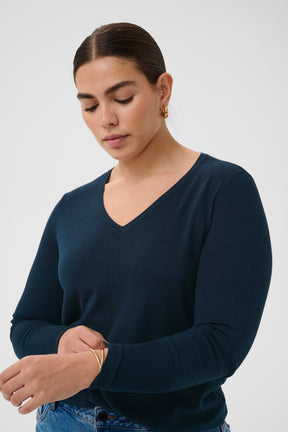 Kaffe Curve Lizzy Jumper in Navy with long sleeves