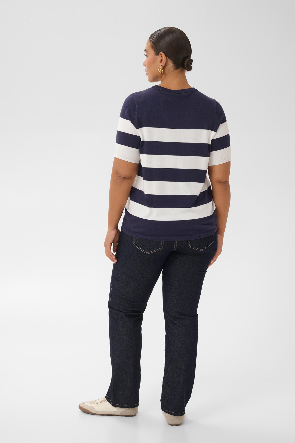 Kaffe Curve Lizzy Knit Top in Graphite Stripe 