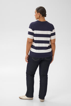 Kaffe Curve Lizzy Knit Top in Graphite Stripe 