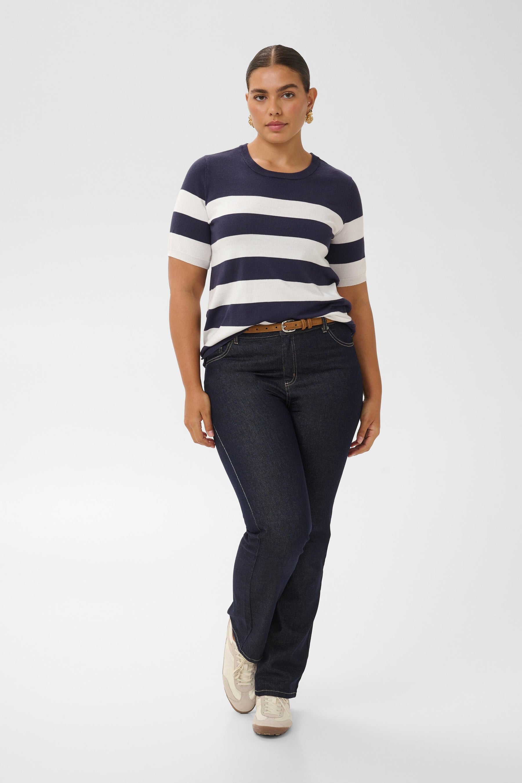 Kaffe Curve Lizzy Knit Top in Graphite Stripe 