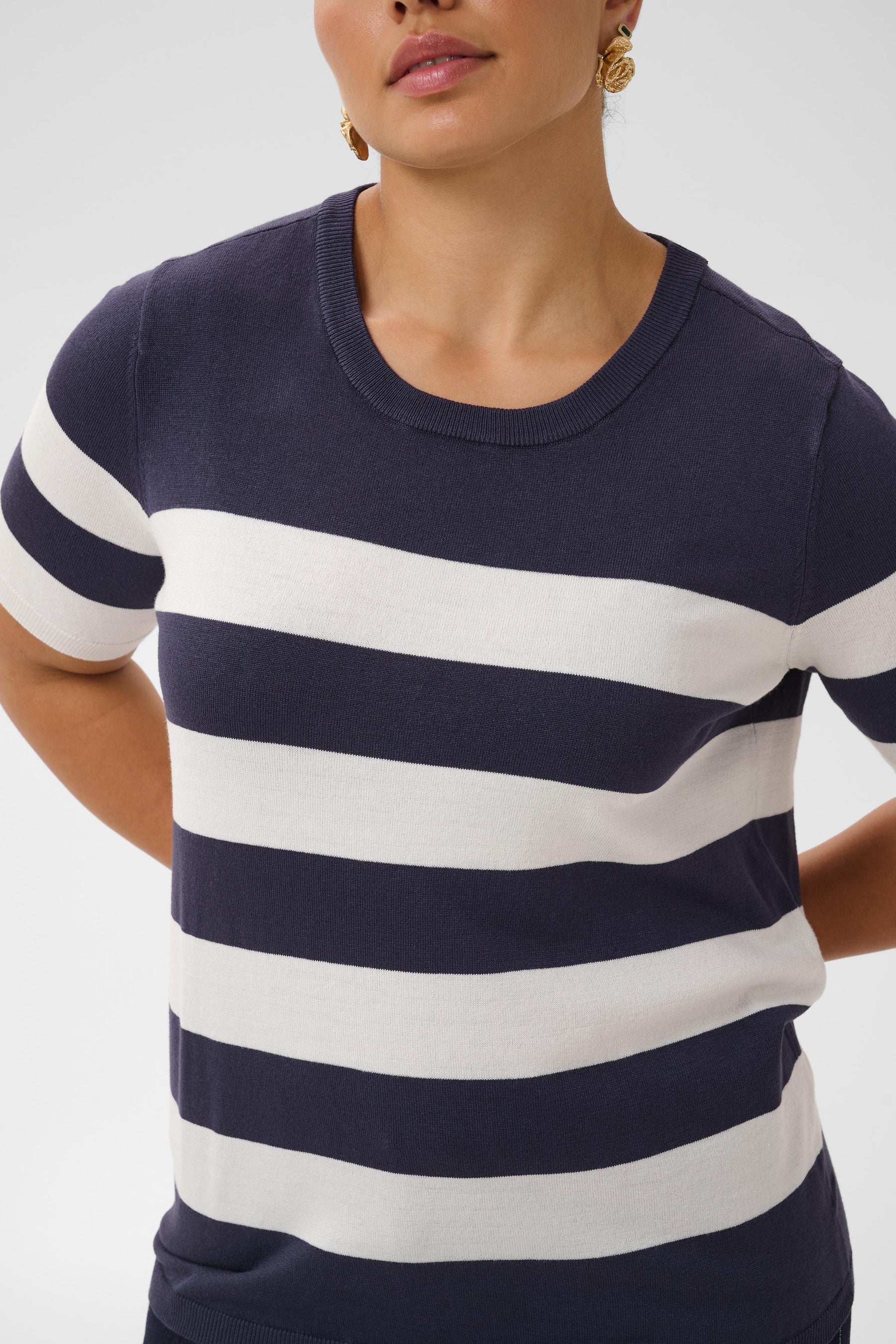 Kaffe Curve Lizzy Knit Top in Graphite Stripe 