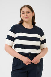 Kaffe Curve Lizzy Knit Top in Midnight Blue