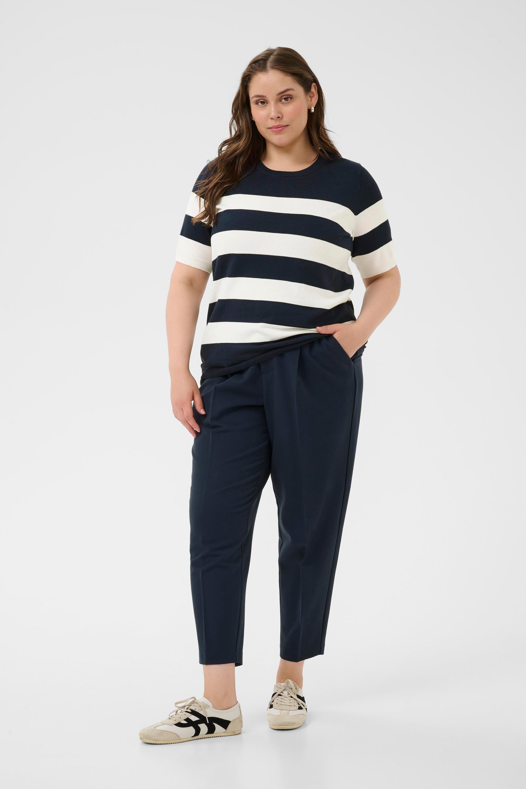 Kaffe Curve Lizzy Knit Top in Midnight Blue