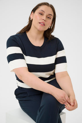 Kaffe Curve Lizzy Knit Top in Midnight Blue