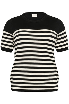 Kaffe Curve Lizzy Striped Knit Top in Black