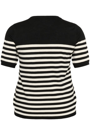 Kaffe Curve Lizzy Striped Knit Top in Black