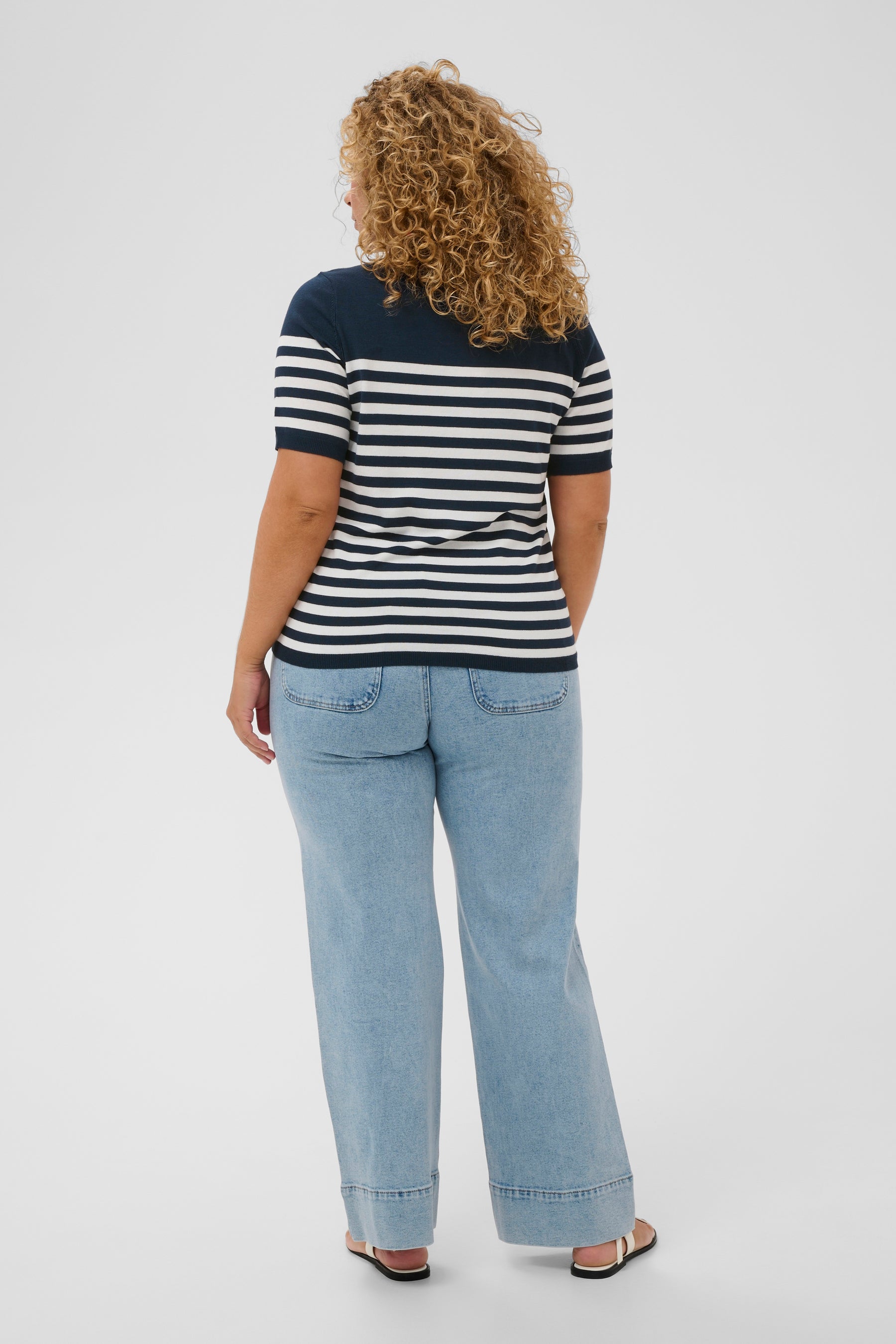 Kaffe Curve Lizzy Striped Knit Top in Navy 