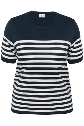 Kaffe Curve Lizzy Striped Knit Top in Navy 