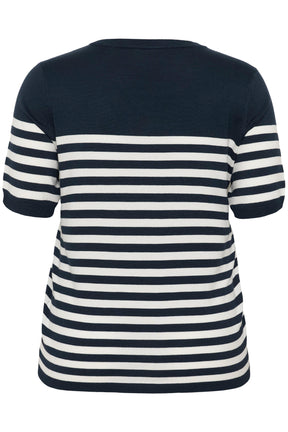 Kaffe Curve Lizzy Striped Knit Top in Navy 