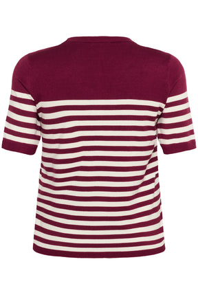 Kaffe Curve Lizzy Striped Knit Top in Wine