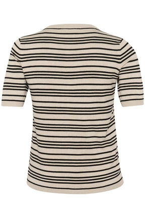 Kaffe Curve Lizzy Striped Top in Beige. 