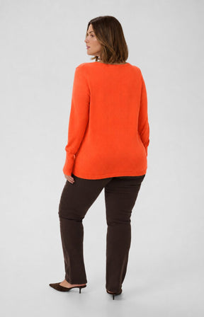 Kaffe Curve Lizzy V Neck Jumper in Orange 