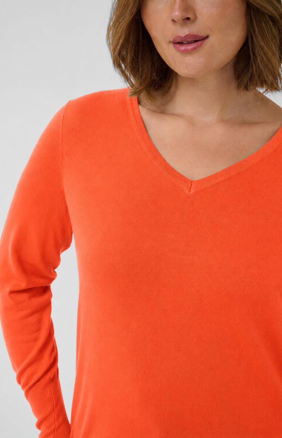 Kaffe Curve Lizzy V Neck Jumper in Orange 