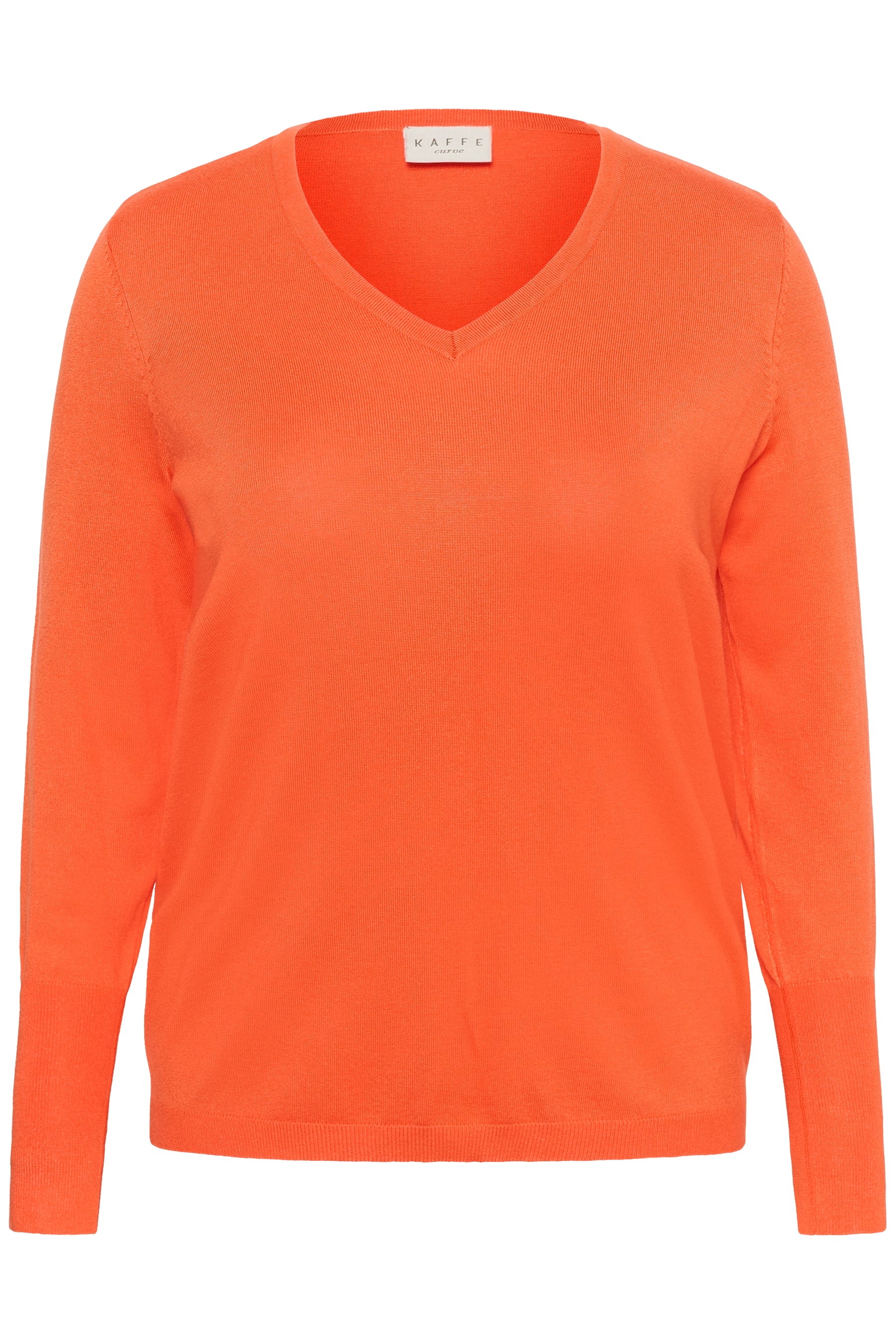 Kaffe Curve Lizzy V Neck Jumper in Orange 