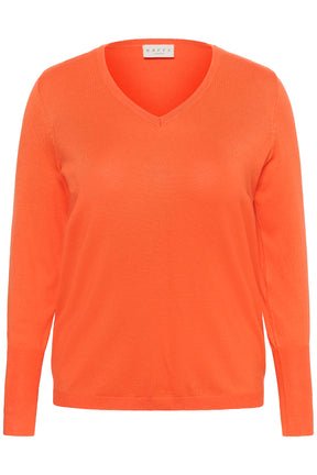 Kaffe Curve Lizzy V Neck Jumper in Orange 