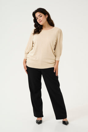 Kaffe Curve Loni Knit Top in Beige 