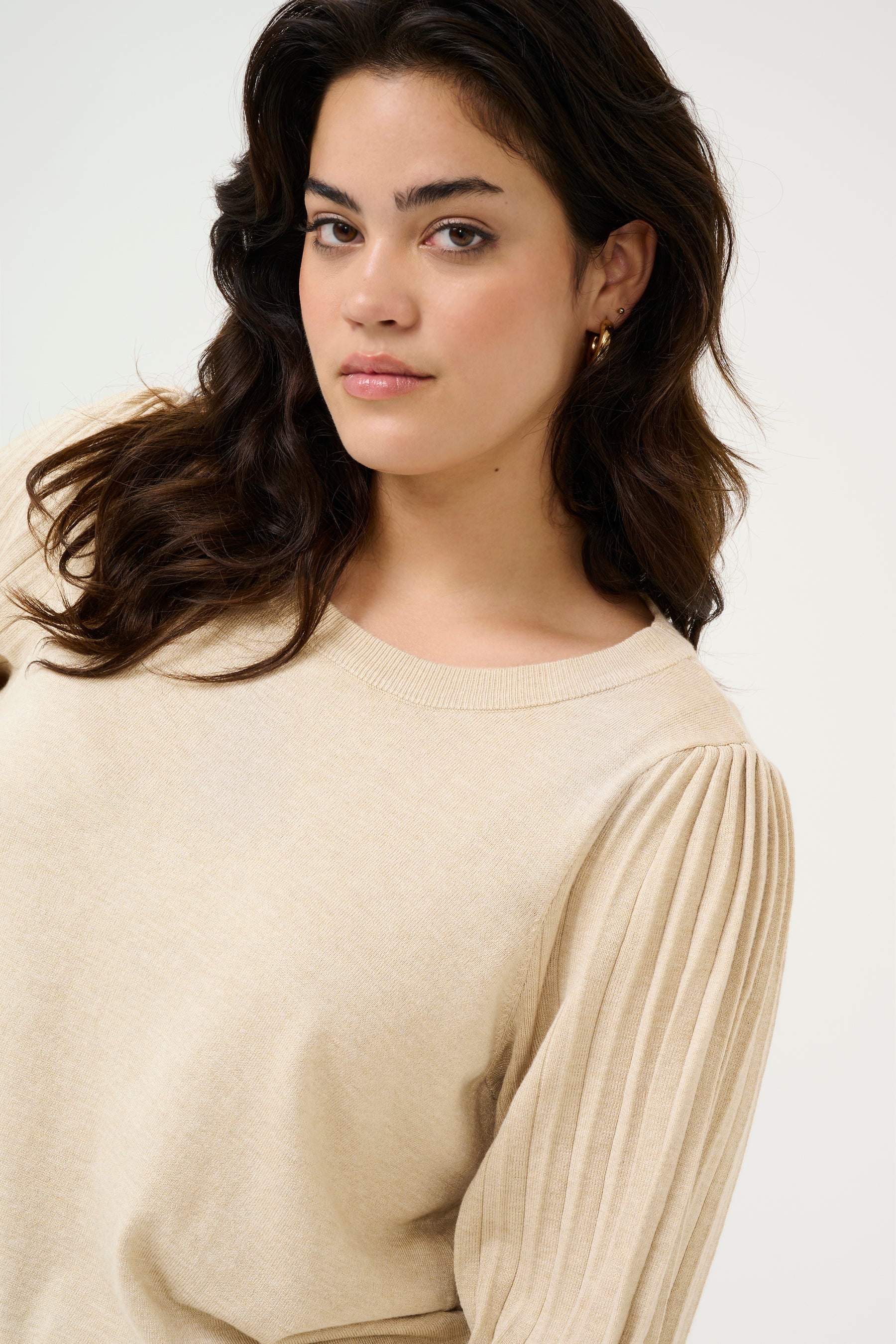 Kaffe Curve Loni Knit Top in Beige 
