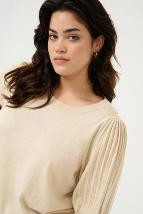 Kaffe Curve Loni Knit Top in Beige 