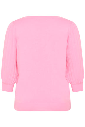 Pink blouse with puff sleeves on a white background