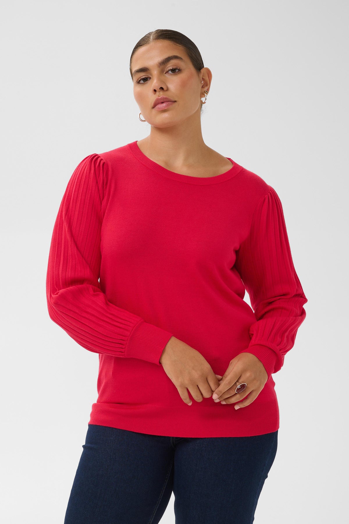 Kaffe Curve Loni L/S Jumper in Crimson 