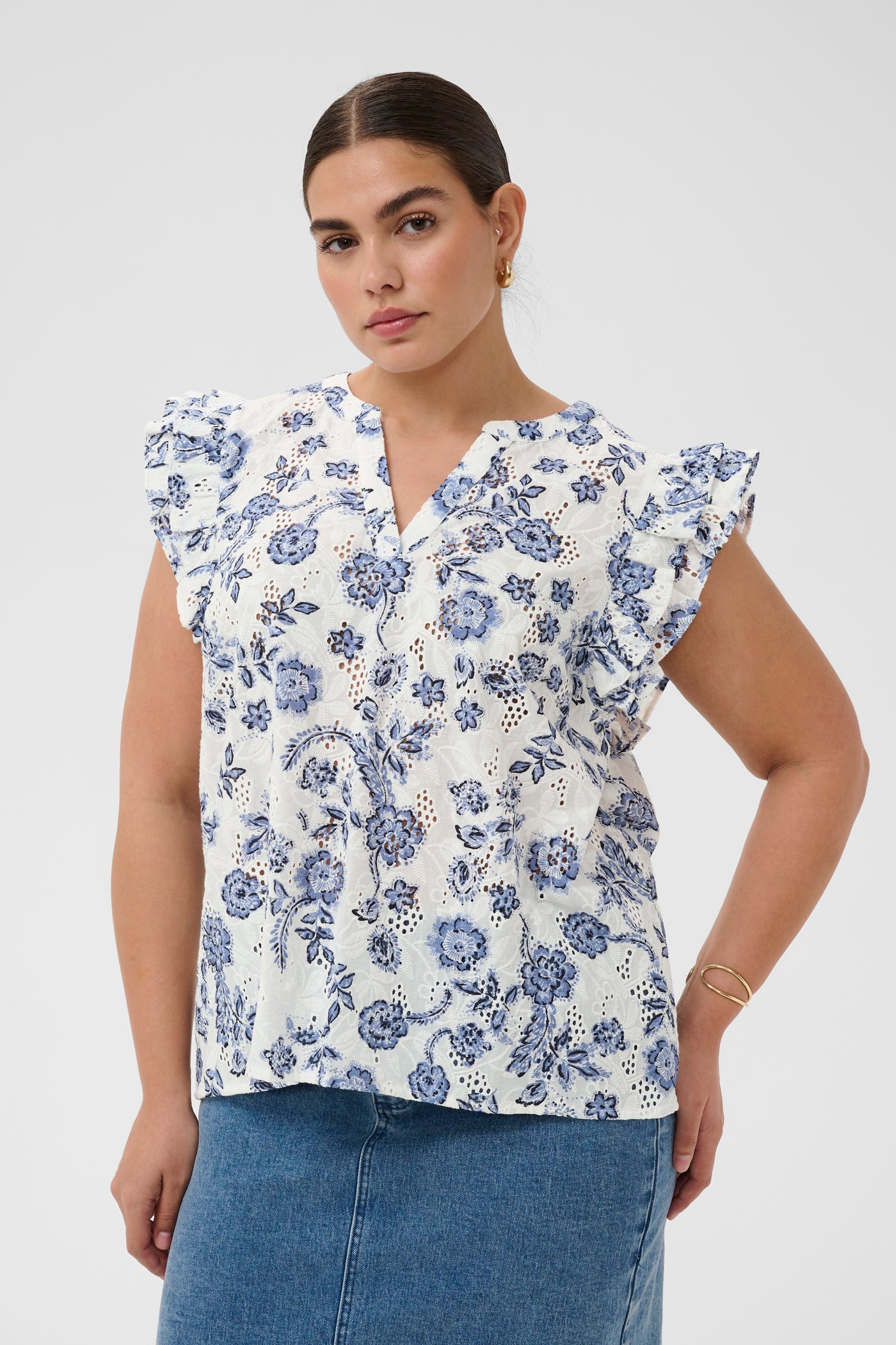 Kaffe Curve Lula Top in White 