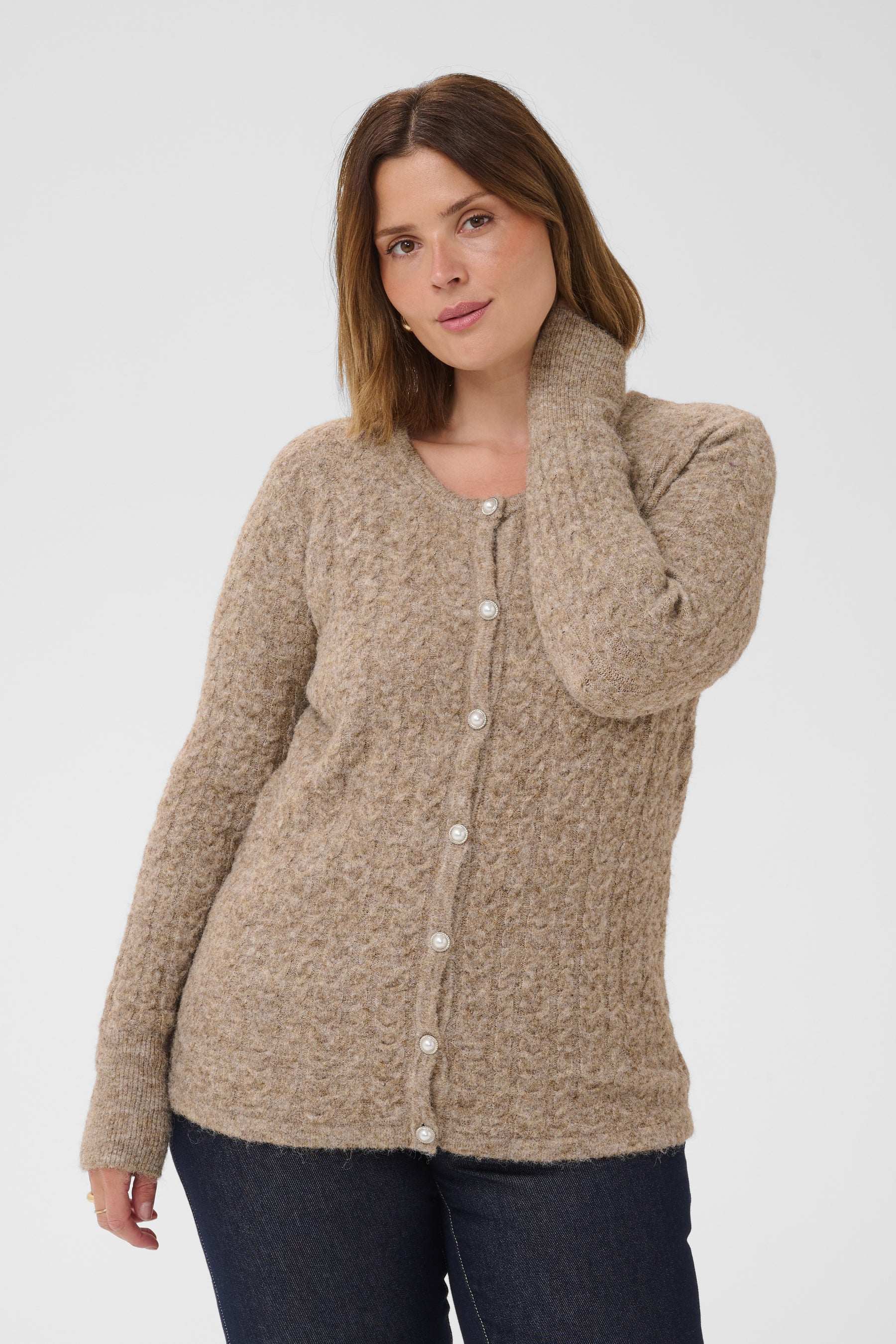 Kaffe Curve Malina Cardigan in Beige 