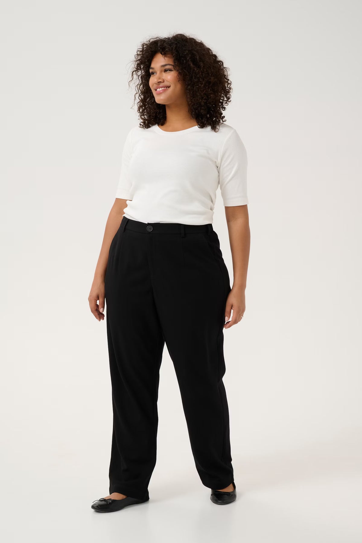 Kaffe Curve Merla Straight Trousers in Black
