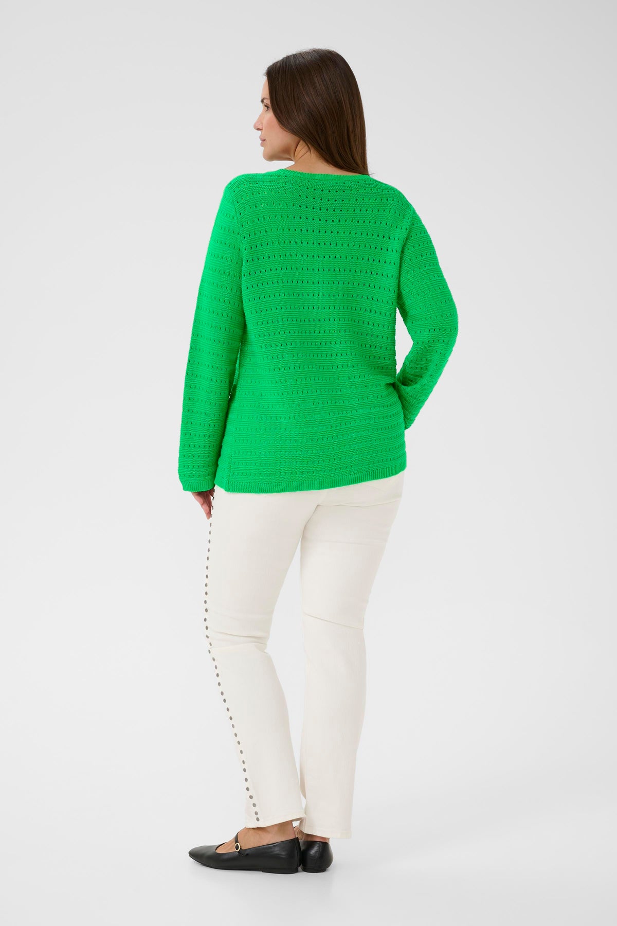 Kaffe Curve Metty V-Neck Jumper in Green