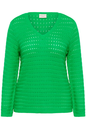 Kaffe Curve Metty V-Neck Jumper in Green