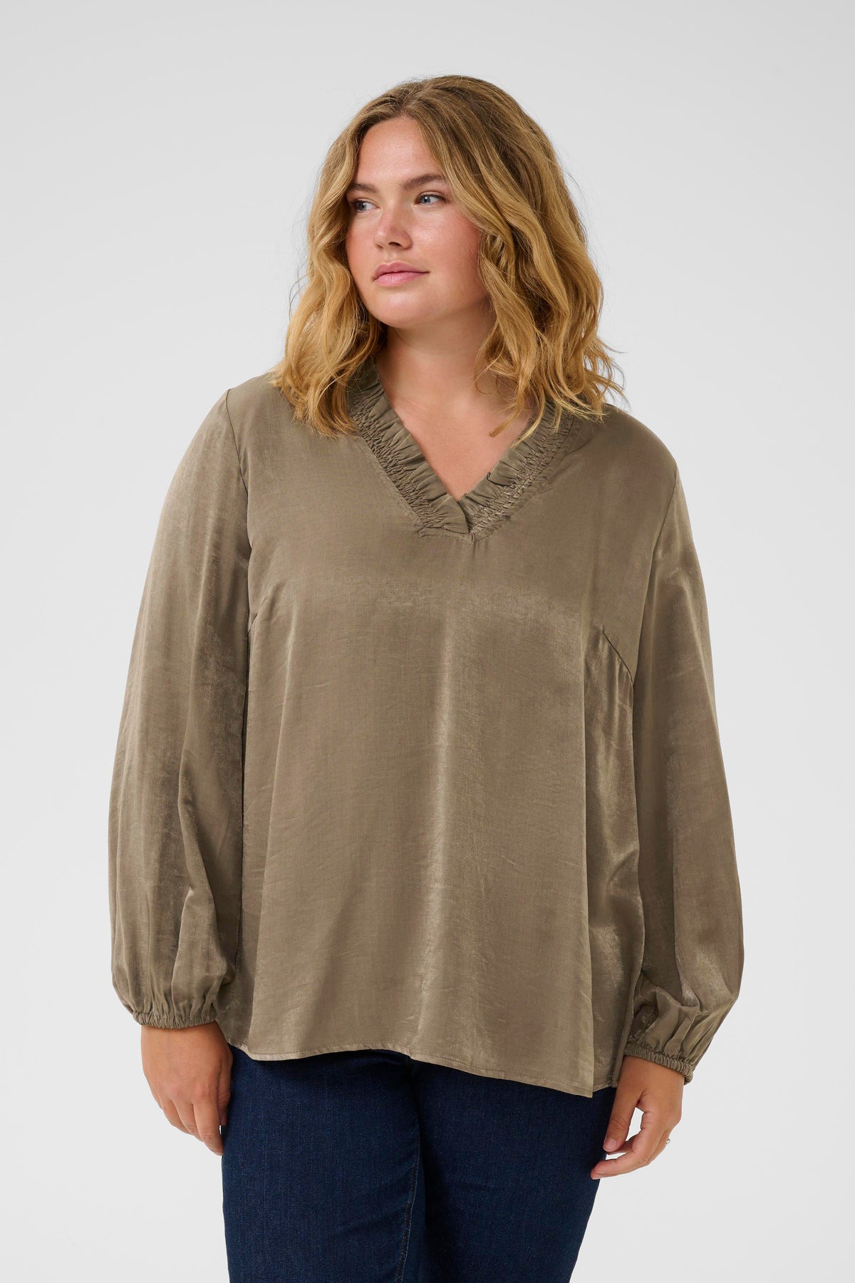 Kaffe Curve Milia Blouse in Morel
