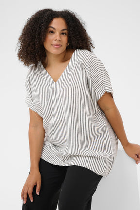 Kaffe Curve Mille Blouse in Black Stripe 