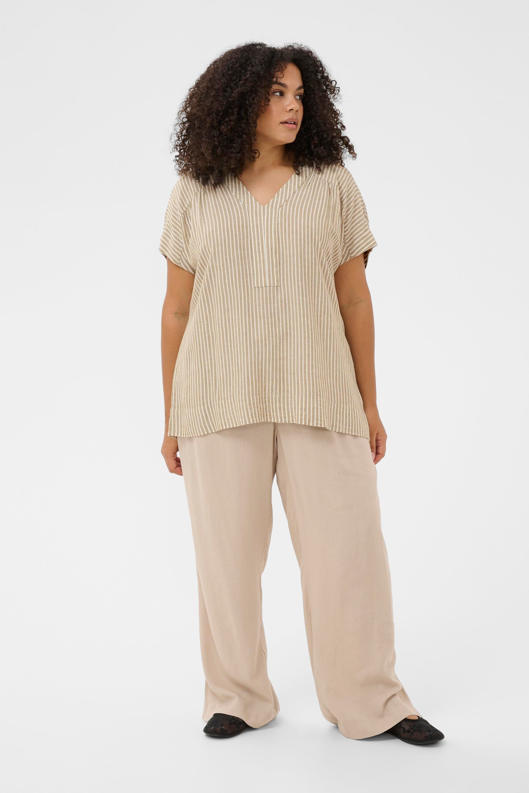 Kaffe Curve Mille Blouse in Chinchilla Stripe 