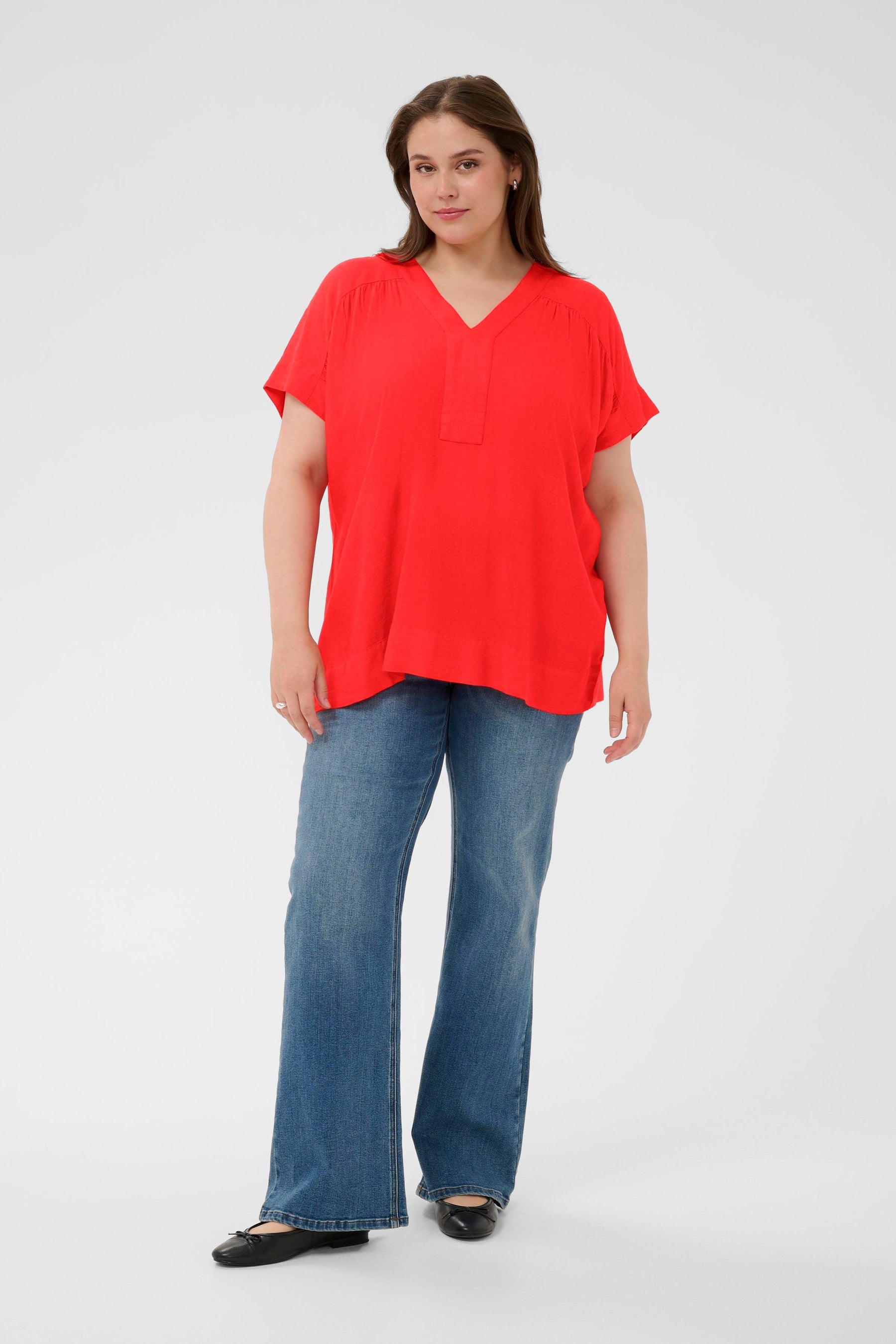 Kaffe Curve Mille Blouse in Poppy Red  