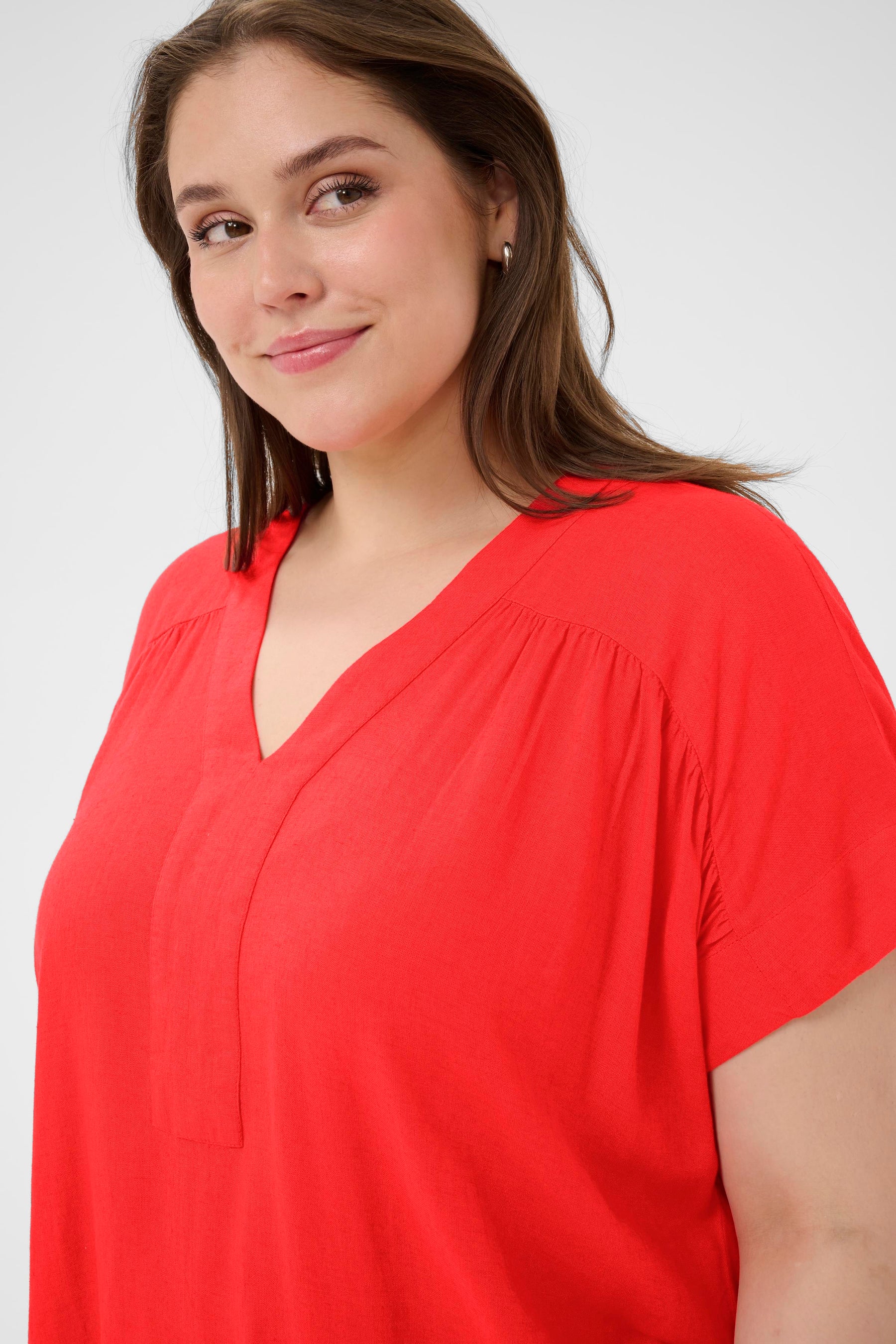 Kaffe Curve Mille Blouse in Poppy Red  