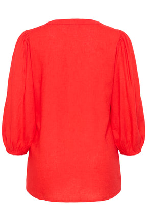 Kaffe Curve Mille L/S Blouse in Poppy Red 