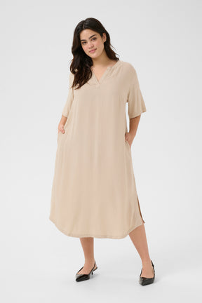 Kaffe Curve Millie Kaftan Dress Beige 