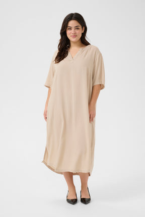 Kaffe Curve Millie Kaftan Dress Beige 