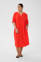 Kaffe Curve Millie Kaftan Dress in Red 