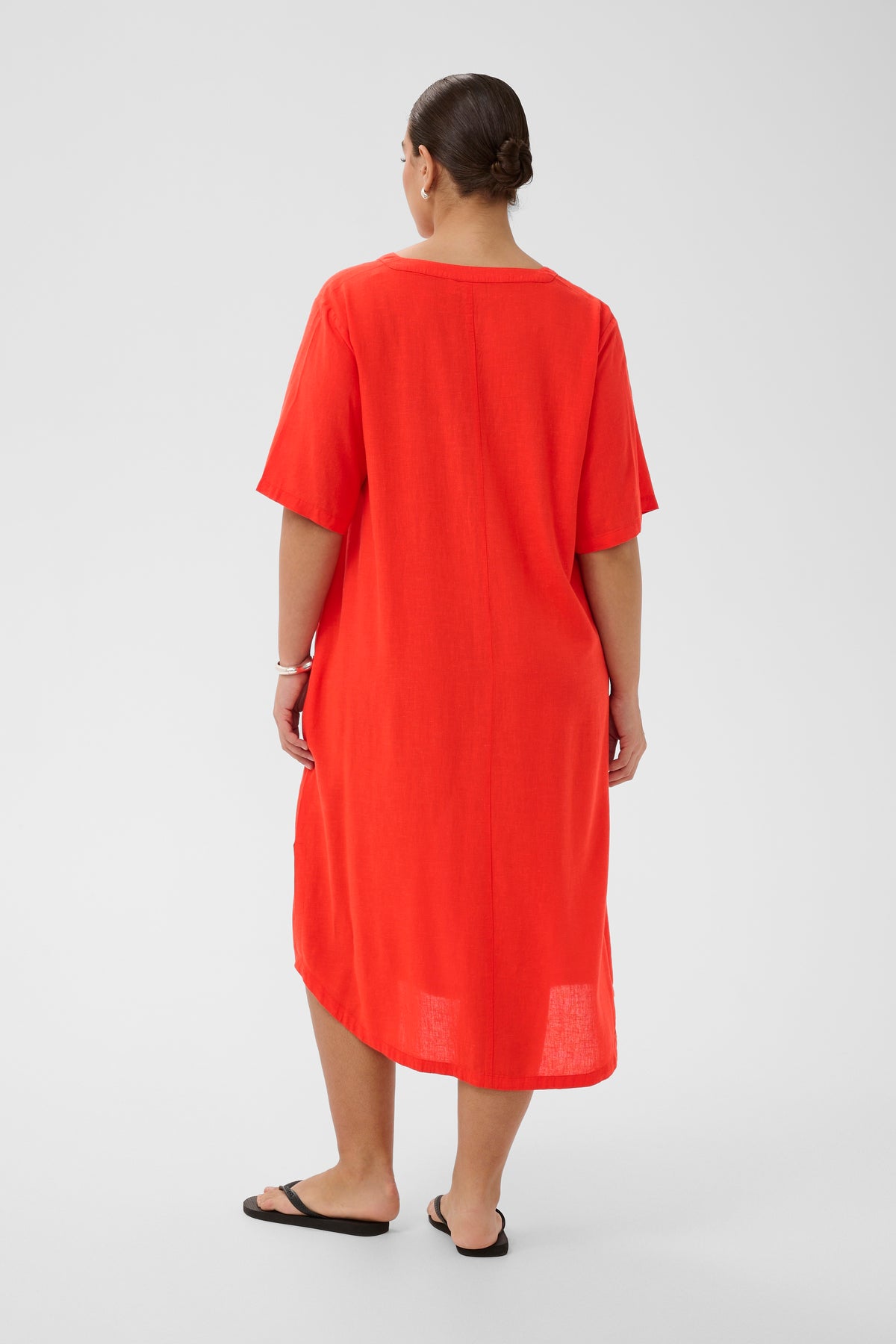 Kaffe Curve Millie Kaftan Dress in Red 