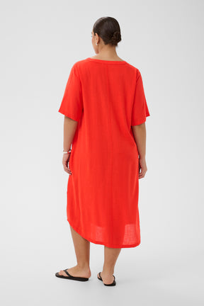 Kaffe Curve Millie Kaftan Dress in Red 