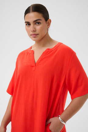 Kaffe Curve Millie Kaftan Dress in Red 