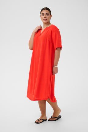 Kaffe Curve Millie Kaftan Dress in Red 