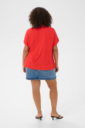 Kaffe Curve Mina Blouse in Poppy Red 