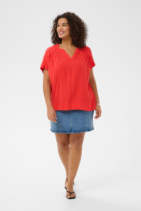 Kaffe Curve Mina Blouse in Poppy Red 