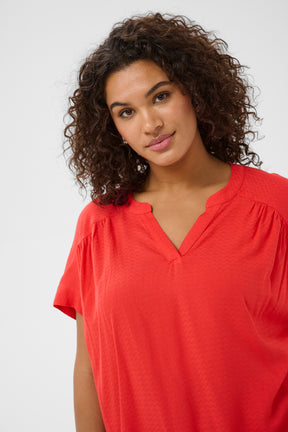 Kaffe Curve Mina Blouse in Poppy Red 