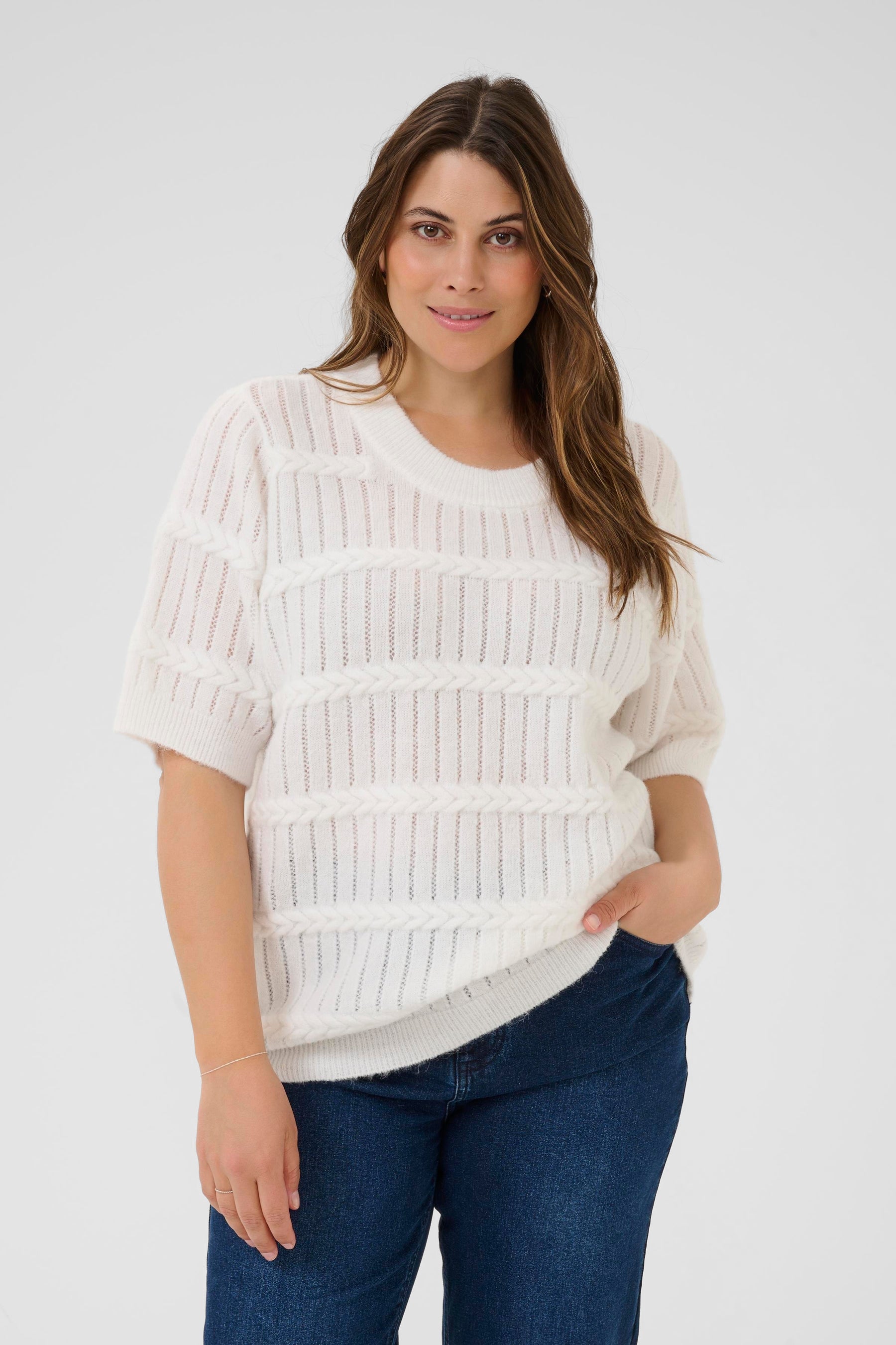 Kaffe Curve Minia Knit Top in White