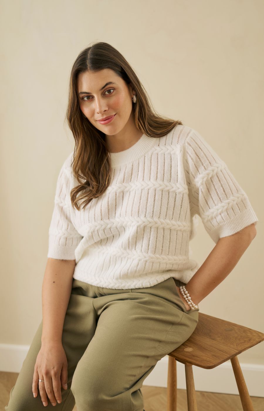 Kaffe Curve Minia Knit Top in White