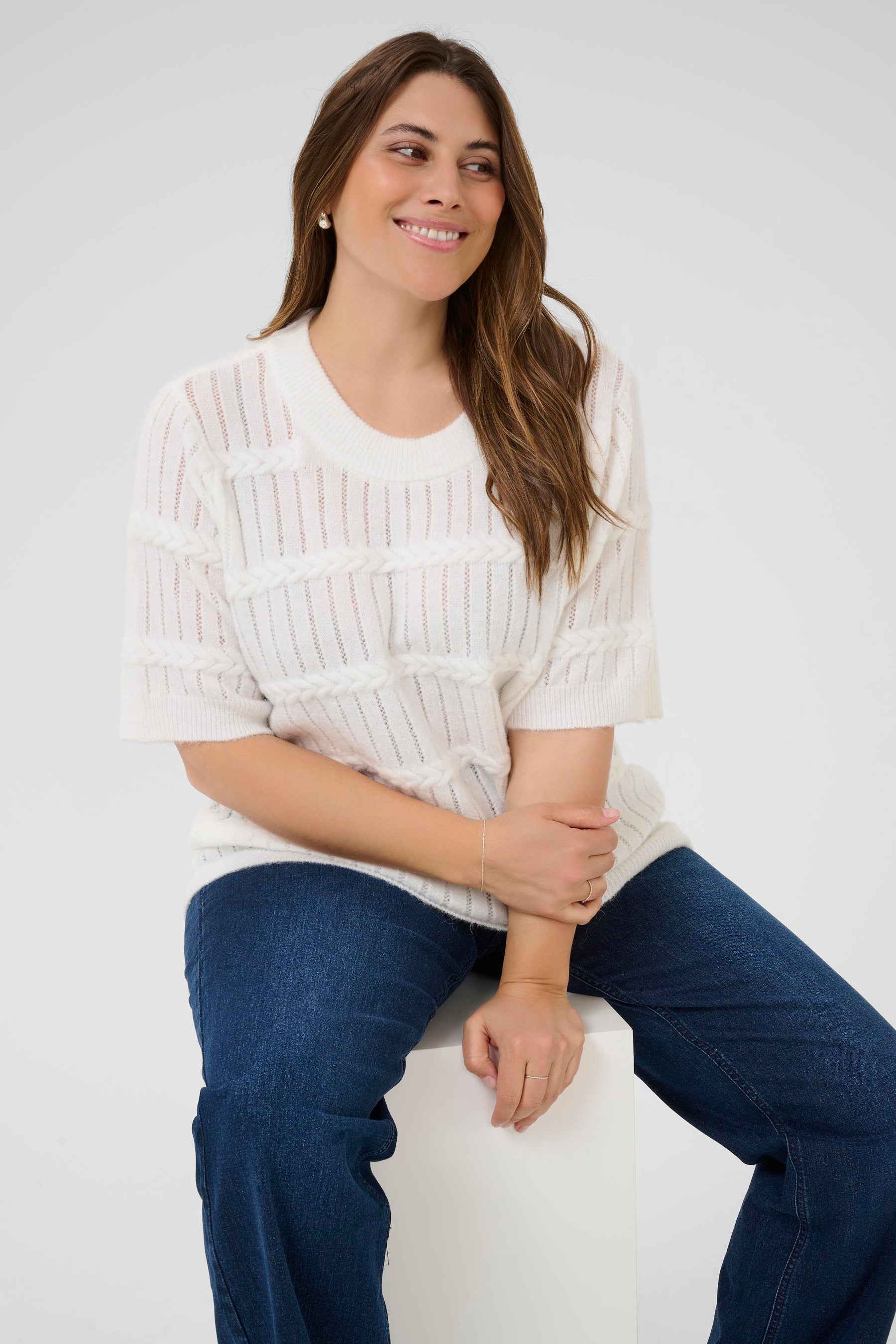 Kaffe Curve Minia Knit Top in White